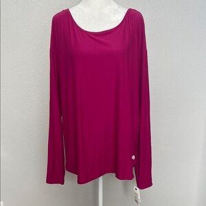 Zelos Long Sleeve Keyhole Back Shirt Pink Size Large NWT